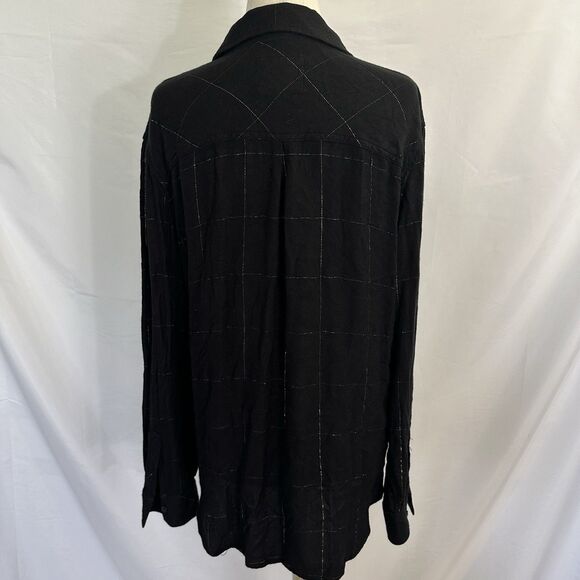 RAILS Hunter Button Up Shirt Ebony Tinsel Metallic Long Sleeves Women's L - Picture 7 of 11